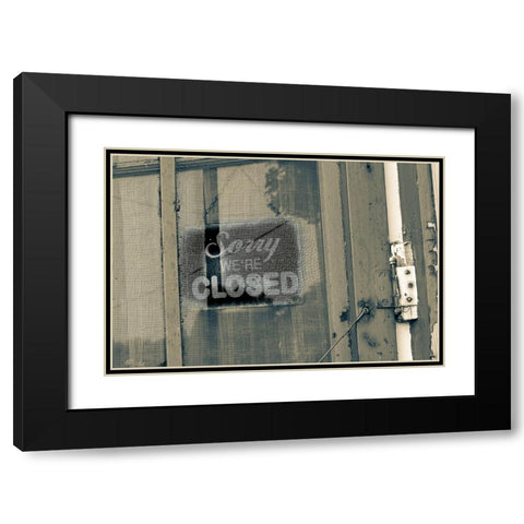 USA- Washington State- Whitman County- Palouse. Screen door with closed sign. Black Modern Wood Framed Art Print with Double Matting by Wilson, Emily M.