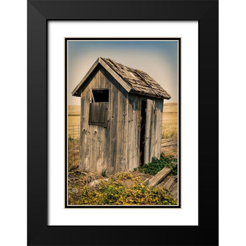 USA- Washington State- Whitman County- Palouse. Bauer Road. Outhouse. Black Modern Wood Framed Art Print with Double Matting by Wilson, Emily M.