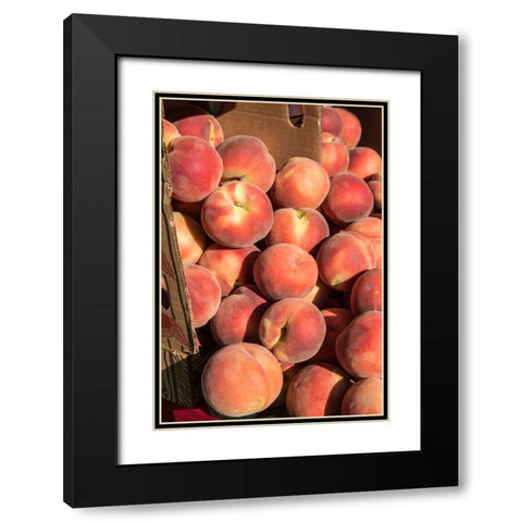 Issaquah-Washington State-USA Boxes of White Lady peaches for sale at a Farmers Market Black Modern Wood Framed Art Print with Double Matting by Horton, Janet