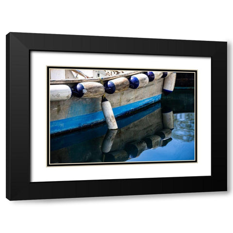 Anacortes-Washington State-blue wooden boat Black Modern Wood Framed Art Print with Double Matting by Sienda, Jolly