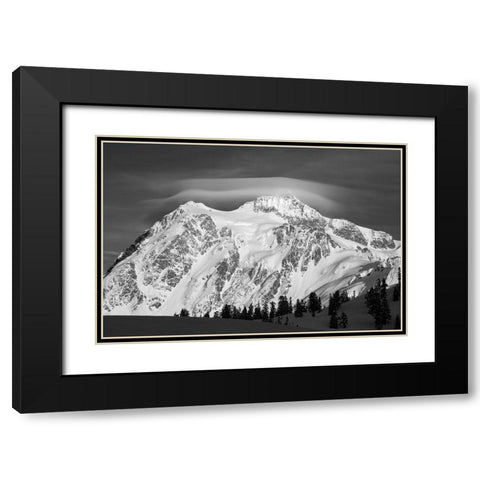 Washington State Heather Meadows Recreation Area-Mt Shuksan and lenticular cloud Black Modern Wood Framed Art Print with Double Matting by Wild, Jamie and Judy