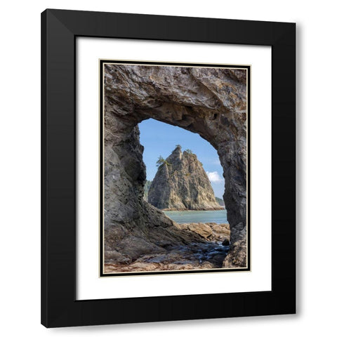 WA-Olympic National Park-Rialto Beach-Hole-in-the-Wall Black Modern Wood Framed Art Print with Double Matting by Wild, Jamie and Judy