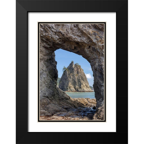 WA-Olympic National Park-Rialto Beach-Hole-in-the-Wall Black Modern Wood Framed Art Print with Double Matting by Wild, Jamie and Judy