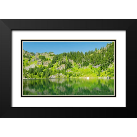 Washington State-Central Cascades-Rampart Ridge-Lake Lillian Black Modern Wood Framed Art Print with Double Matting by Wild, Jamie and Judy
