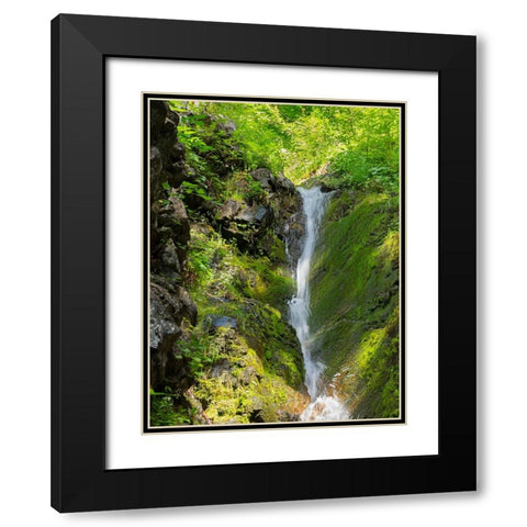 Washington State-Central Cascades-Waterfall at Kendall Peak Black Modern Wood Framed Art Print with Double Matting by Wild, Jamie and Judy