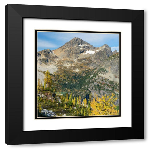 Washington State-North Cascades-Lewis Lake and Black Peak-view from Heather Pass Black Modern Wood Framed Art Print with Double Matting by Wild, Jamie and Judy