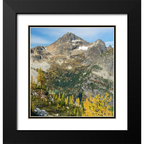 Washington State-North Cascades-Lewis Lake and Black Peak-view from Heather Pass Black Modern Wood Framed Art Print with Double Matting by Wild, Jamie and Judy