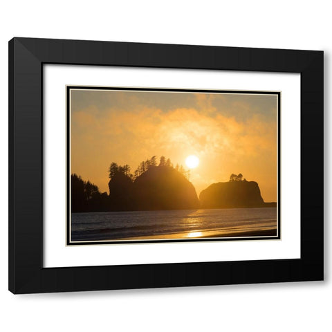 Washington State-Pacific Coast-First Beach sunset Black Modern Wood Framed Art Print with Double Matting by Wild, Jamie and Judy