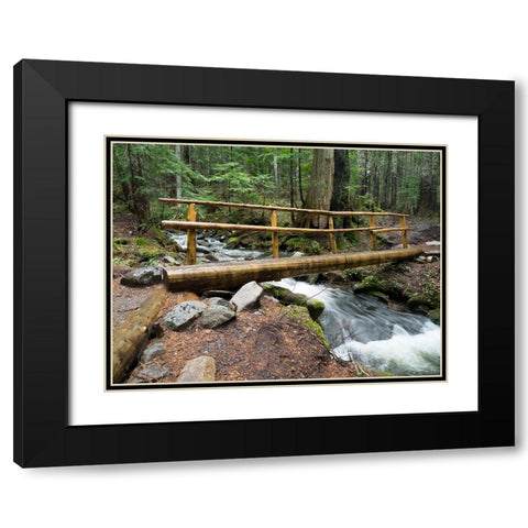 Washington State-Central Cascades Footbridge over Talapus Creek Black Modern Wood Framed Art Print with Double Matting by Wild, Jamie and Judy