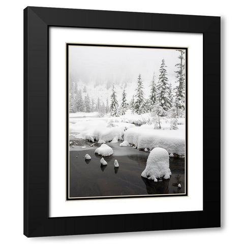 Washington State- Central Cascades. Winter scene at Granite Lake Black Modern Wood Framed Art Print with Double Matting by Wild, Jamie and Judy