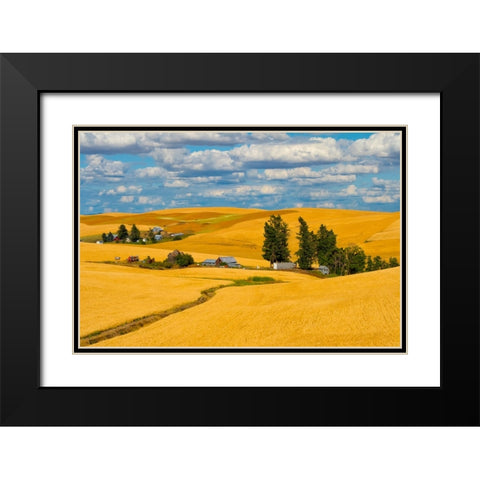 Clouds above farm house on wheat field-Palouse-eastern Washington State-USA Black Modern Wood Framed Art Print with Double Matting by Su, Keren