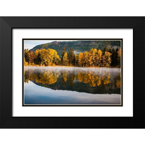 Washington State-Cle Elum Fall color by a pond in Central Washington Black Modern Wood Framed Art Print with Double Matting by Duval, Richard