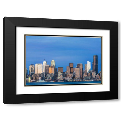 Washington State-Seattle Skyline at Twilight Black Modern Wood Framed Art Print with Double Matting by Tilley, Rob