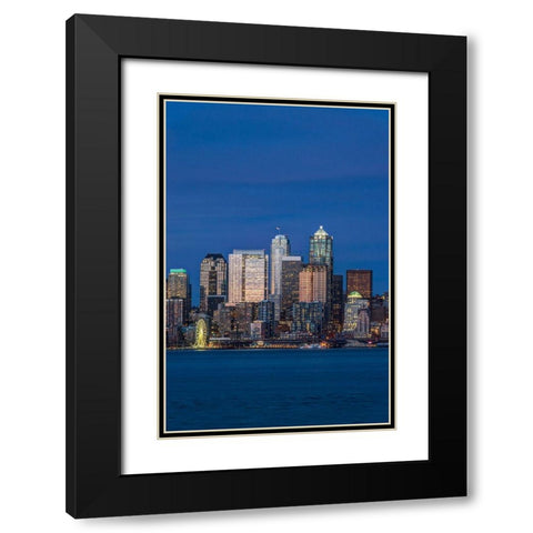 Washington State-Seattle Skyline at Twilight Black Modern Wood Framed Art Print with Double Matting by Tilley, Rob