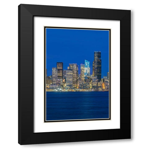 Washington State-Seattle Skyline at Twilight Black Modern Wood Framed Art Print with Double Matting by Tilley, Rob