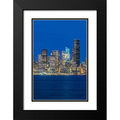 Washington State-Seattle Skyline at Twilight Black Modern Wood Framed Art Print with Double Matting by Tilley, Rob