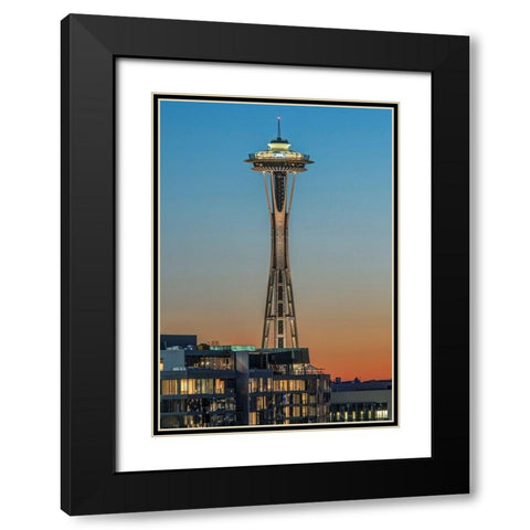Washington State-Seattle Space Needle at Sunset Black Modern Wood Framed Art Print with Double Matting by Tilley, Rob