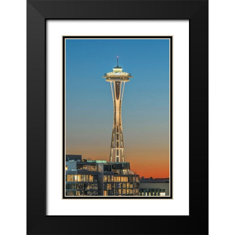 Washington State-Seattle Space Needle at Sunset Black Modern Wood Framed Art Print with Double Matting by Tilley, Rob