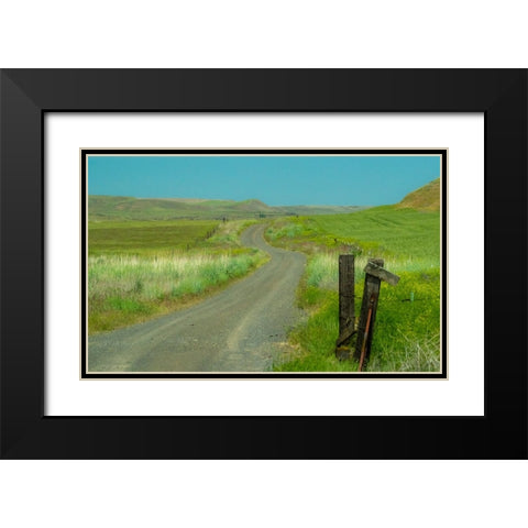 USA-Washington State-Eastern Washington near Benge and curved gravel road Black Modern Wood Framed Art Print with Double Matting by Gulin, Sylvia