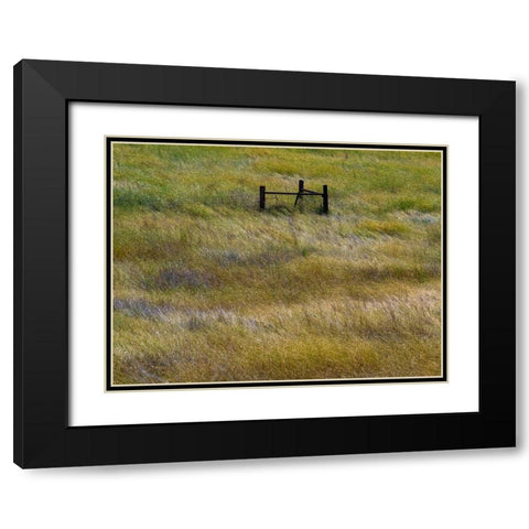 USA-Washington State-Palouse with wooden fence posts in grass field Black Modern Wood Framed Art Print with Double Matting by Gulin, Sylvia