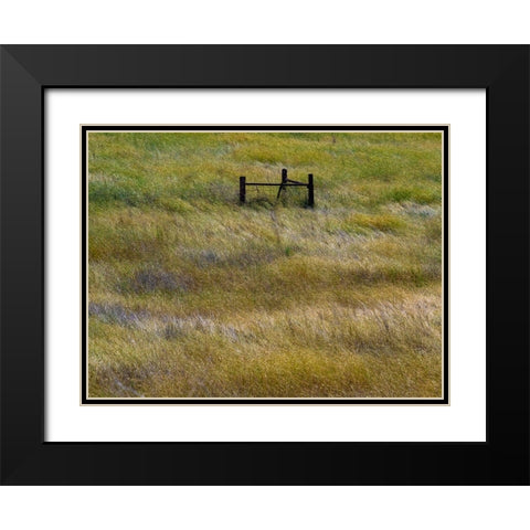 USA-Washington State-Palouse with wooden fence posts in grass field Black Modern Wood Framed Art Print with Double Matting by Gulin, Sylvia