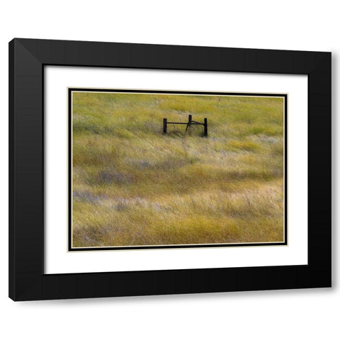 USA-Washington State-Palouse with wooden fence posts in grass field Black Modern Wood Framed Art Print with Double Matting by Gulin, Sylvia