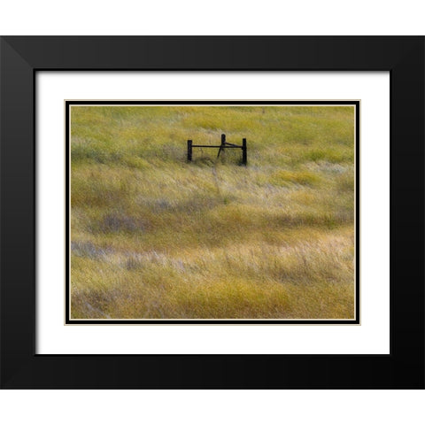 USA-Washington State-Palouse with wooden fence posts in grass field Black Modern Wood Framed Art Print with Double Matting by Gulin, Sylvia