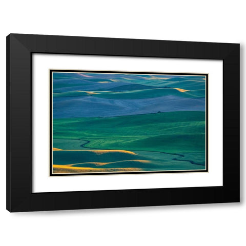 USA-Washington State-Palouse and Steptoe Butte State Park view of Wheat fields last light Black Modern Wood Framed Art Print with Double Matting by Gulin, Sylvia