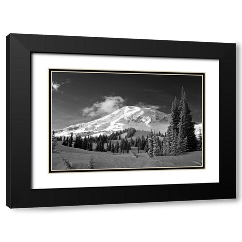 USA-Washington State-Mt-Rainier National Park-Winter on Mount Rainier Black Modern Wood Framed Art Print with Double Matting by Eggers, Terry
