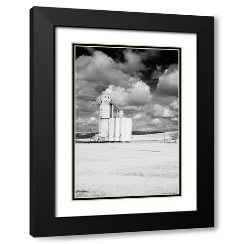 USA-Washington State-Silo with large clouds Black Modern Wood Framed Art Print with Double Matting by Eggers, Terry