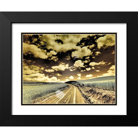 USA-Washington State-Palouse-Country backroad through spring crops Black Modern Wood Framed Art Print with Double Matting by Eggers, Terry