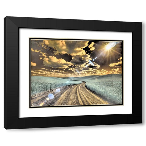 USA-Washington State-Palouse-Country backroad through spring crops Black Modern Wood Framed Art Print with Double Matting by Eggers, Terry
