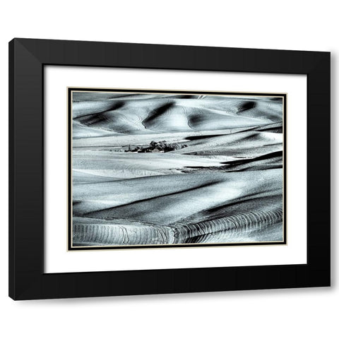 USA-Washington State-Palouse region-Rolling hills at Sunset Black Modern Wood Framed Art Print with Double Matting by Eggers, Terry