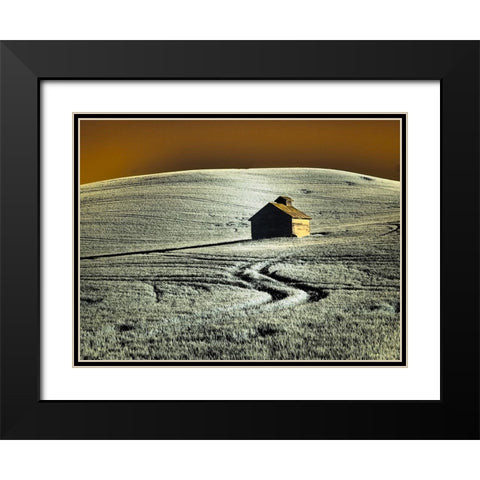 USA-Washington State-Palouse region-Old barn in field of wheat Black Modern Wood Framed Art Print with Double Matting by Eggers, Terry