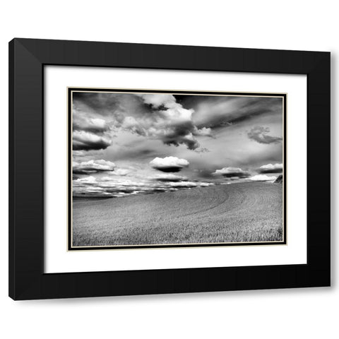 USA-Washington State-Palouse Infrared of rolling hills of crops and clouds Black Modern Wood Framed Art Print with Double Matting by Eggers, Terry