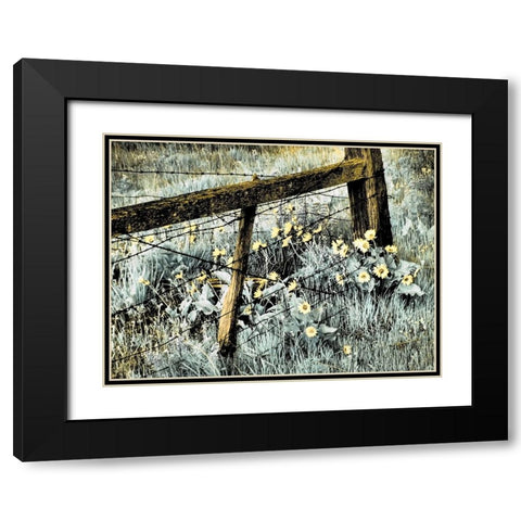 USA-Washington State Infrared capture of fence line and wildflowers Black Modern Wood Framed Art Print with Double Matting by Eggers, Terry