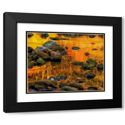 West Virginia, Davis Autumn reflections on pond Black Modern Wood Framed Art Print with Double Matting by OBrien, Jay