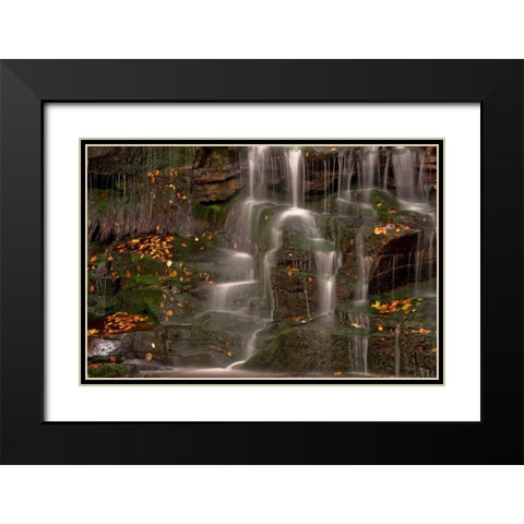 WV, Blackwater Falls Waterfall on rock face Black Modern Wood Framed Art Print with Double Matting by OBrien, Jay