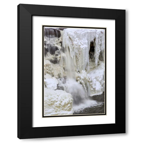WV, Blackwater Falls Partially frozen waterfall Black Modern Wood Framed Art Print with Double Matting by OBrien, Jay