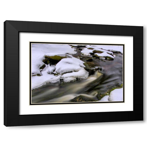 West Virginia, Blackwater Falls Flowing stream Black Modern Wood Framed Art Print with Double Matting by OBrien, Jay