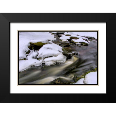 West Virginia, Blackwater Falls Flowing stream Black Modern Wood Framed Art Print with Double Matting by OBrien, Jay