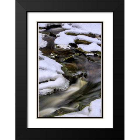 West Virginia, Blackwater Falls Flowing stream Black Modern Wood Framed Art Print with Double Matting by OBrien, Jay