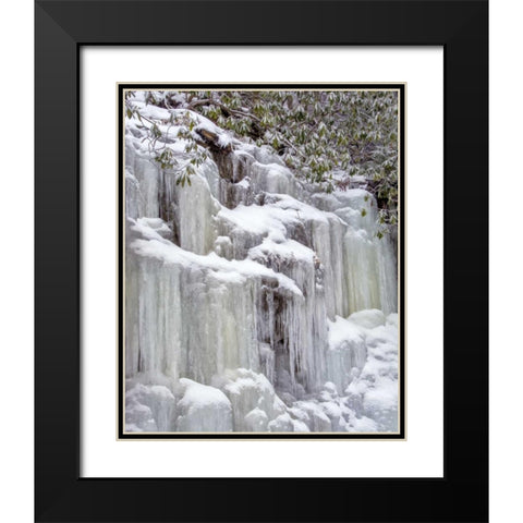 West Virginia, Blackwater Falls Frozen waterfall Black Modern Wood Framed Art Print with Double Matting by OBrien, Jay