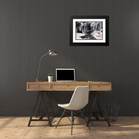 West Virginia, Blackwater Falls Frozen waterfall Black Modern Wood Framed Art Print with Double Matting by OBrien, Jay