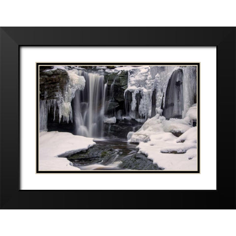 West Virginia, Blackwater Falls Frozen waterfall Black Modern Wood Framed Art Print with Double Matting by OBrien, Jay