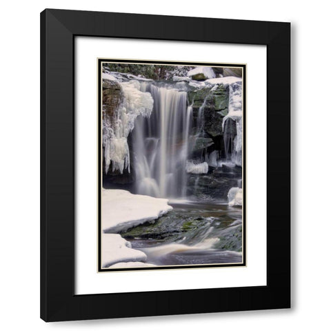 West Virginia, Blackwater Falls Frozen waterfall Black Modern Wood Framed Art Print with Double Matting by OBrien, Jay