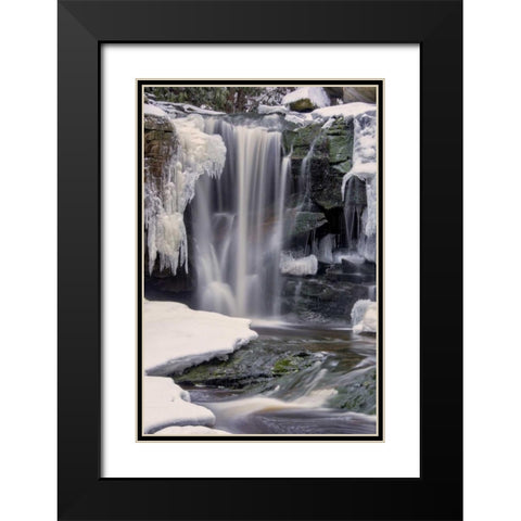 West Virginia, Blackwater Falls Frozen waterfall Black Modern Wood Framed Art Print with Double Matting by OBrien, Jay