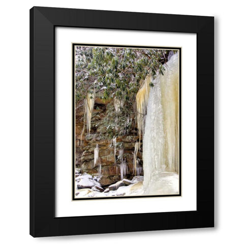 West Virginia, Blackwater Falls Frozen waterfall Black Modern Wood Framed Art Print with Double Matting by OBrien, Jay