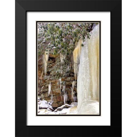 West Virginia, Blackwater Falls Frozen waterfall Black Modern Wood Framed Art Print with Double Matting by OBrien, Jay