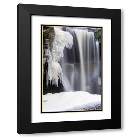 West Virginia, Blackwater Falls Frozen waterfall Black Modern Wood Framed Art Print with Double Matting by OBrien, Jay